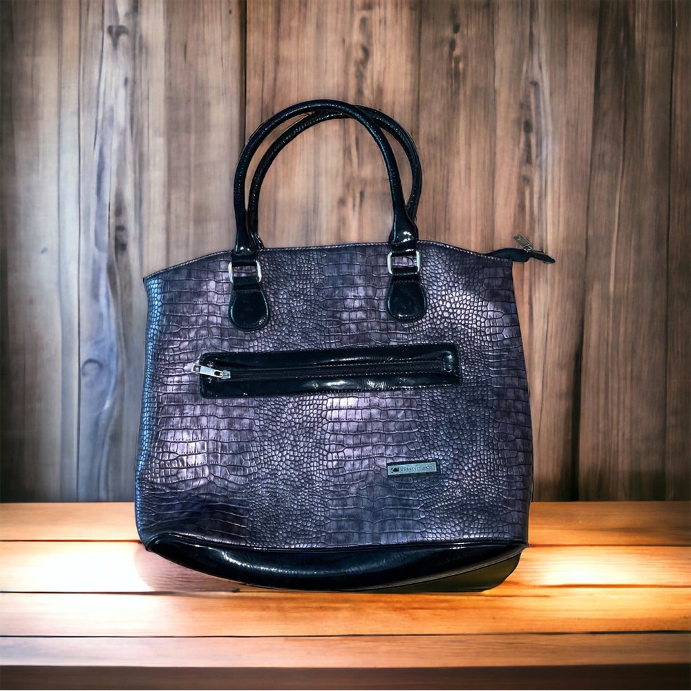 Cabrelli & Co. Tote Bag  Case Snake skin pattern Dark Silver & Black